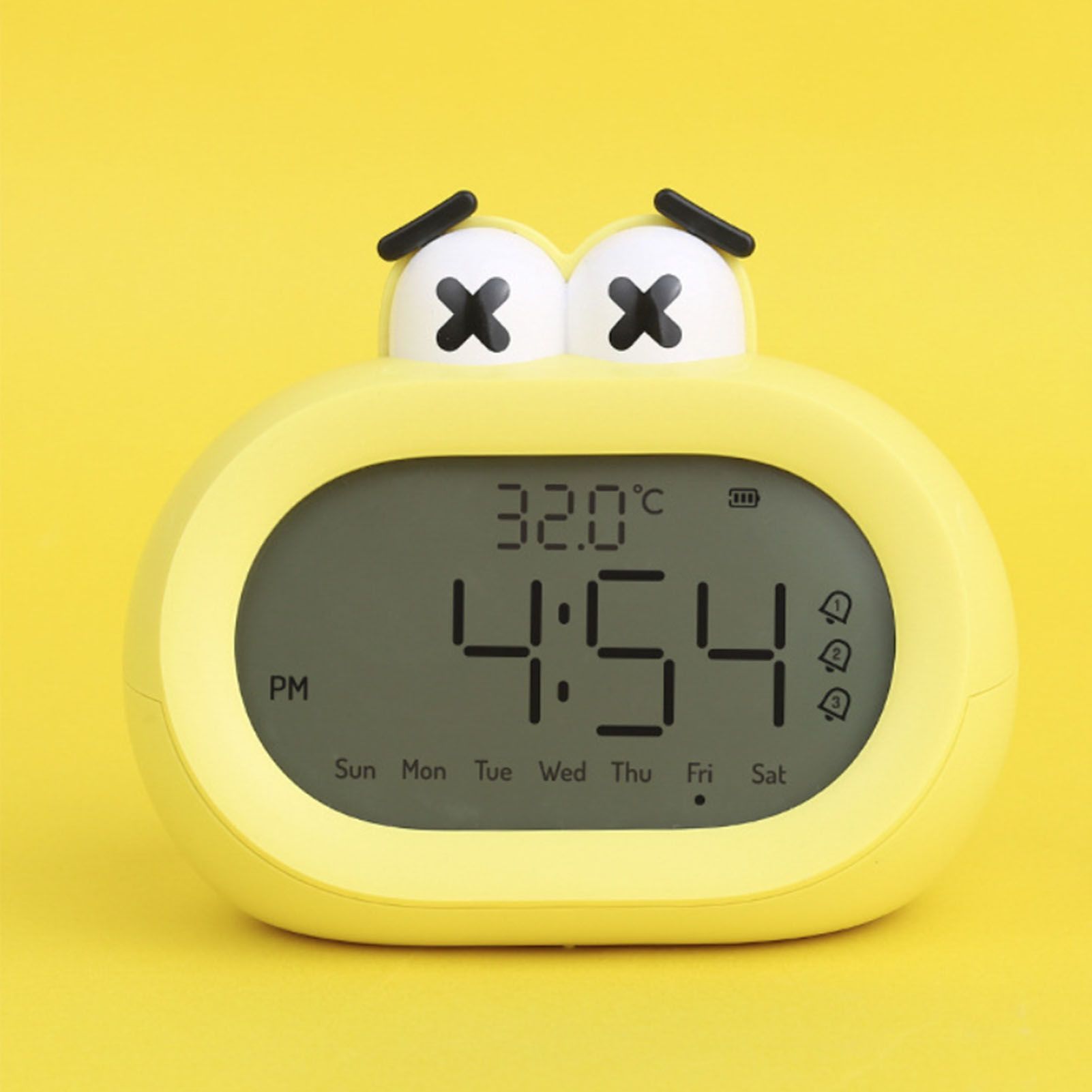 Kids Alarm Clock Cartoon Cute Intelligent Battery Operated Digital LED Electronic Clock with Night Light Yellow โ image 6