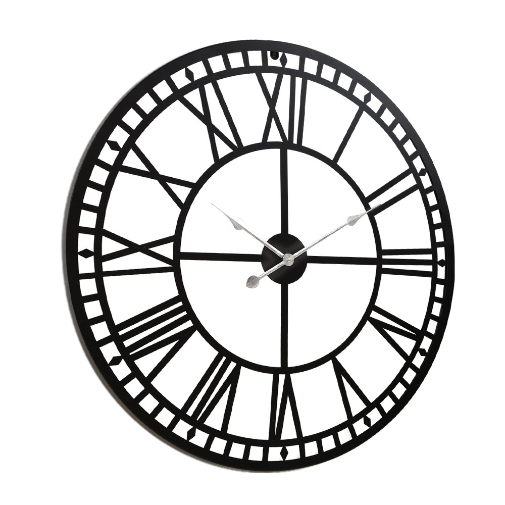 Artiss 80cm Wall Clock Large Roman Numerals Metal Black โ image 3