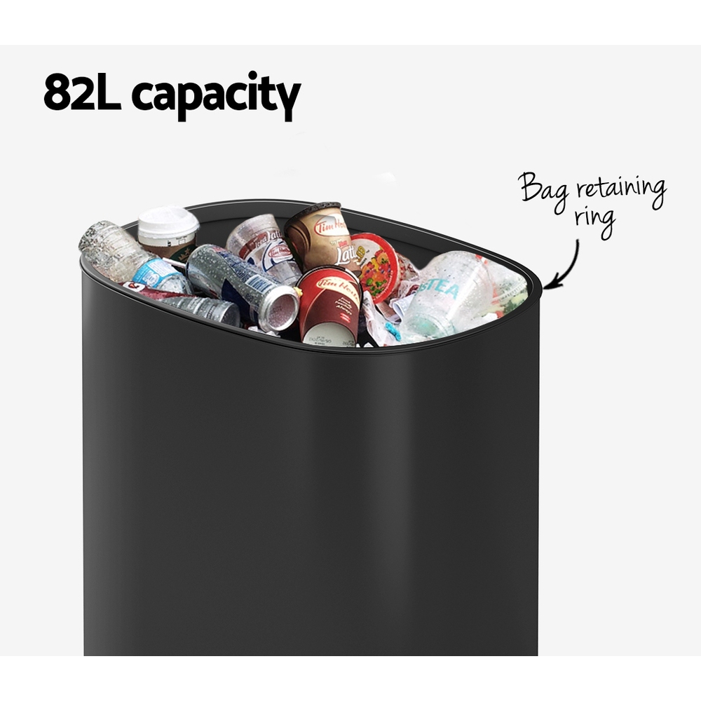 Devanti 82L Motion Sensor Bin Rubbish Automatic Black โ image 5