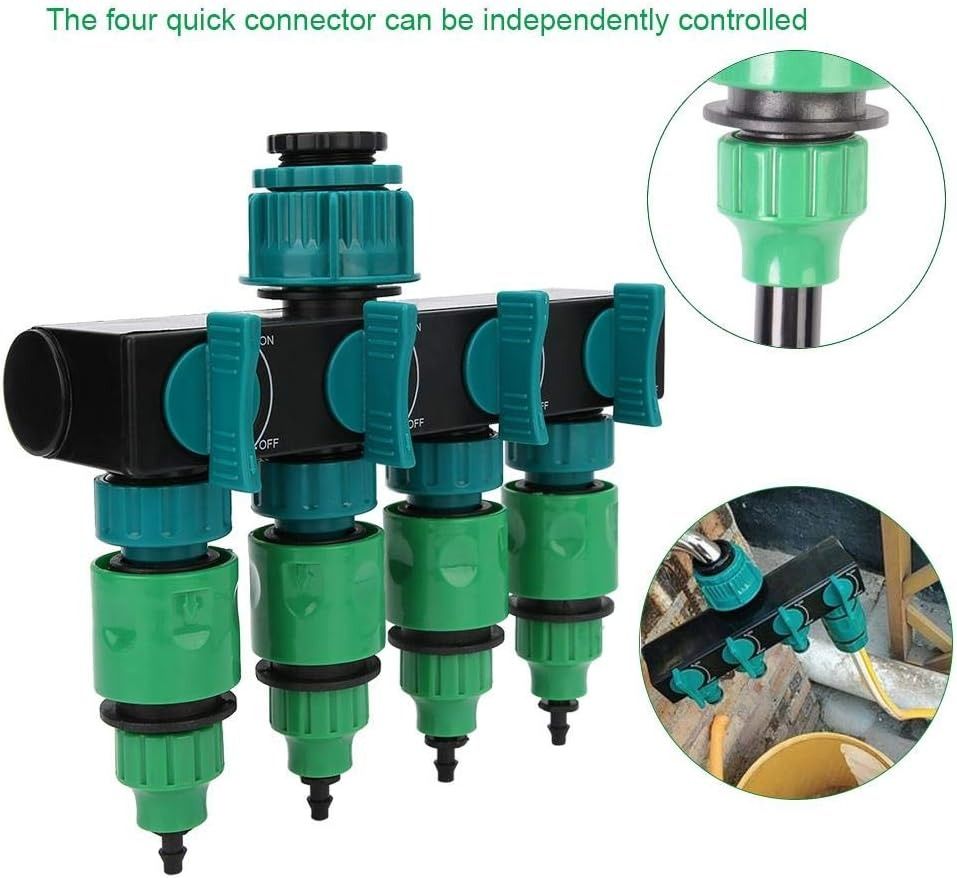 Garden Hose Pipe Splitter, Plastic Drip Irrigation Water Connector, Agricultural Hose Faucet, 4 Way, with 1/4in Quick Connector — image 2