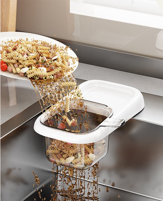 Sink Strainer & Drip Rack - With Suction Cup & Removable Strainer Tray - For Vegetables & Food Leftovers - White โ image 5