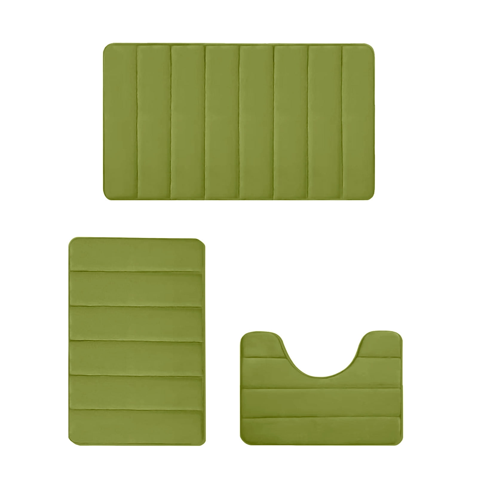 Memory Foam Toilet Rug, Non-Slip Bathroom Rugs, Toilet Rugs U Shaped Washable, Commode Contour Rug, Soft Comfortable Super Water Absorption #3_Green β image 2