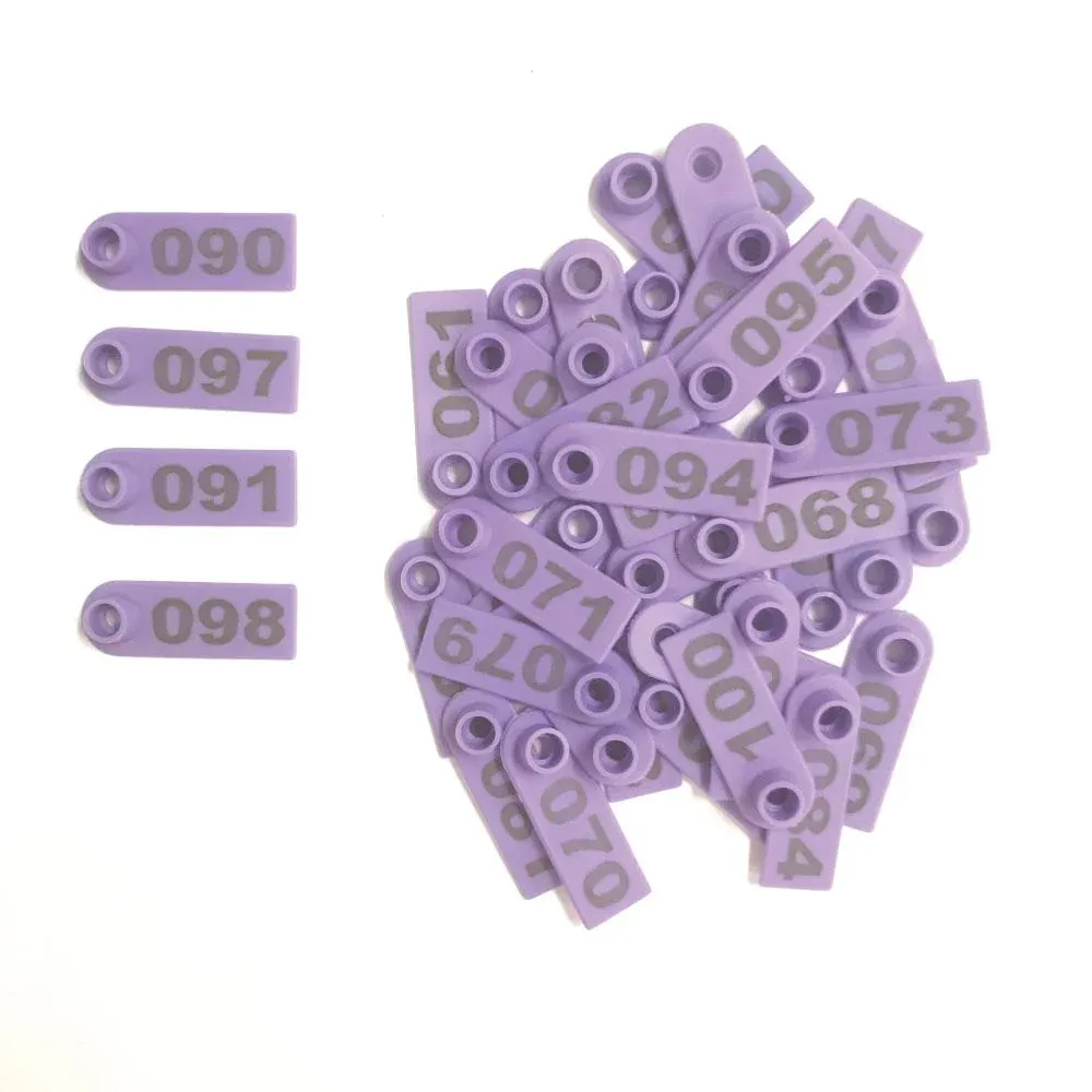 1-100 Cattle Number Ear Tags 5x2cm Purple Cow Sheep Pig Small Livestock Labels โ image 3
