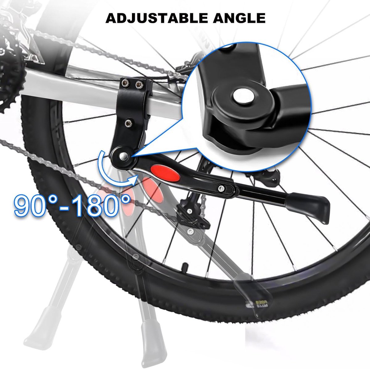 Single Adjustable Bicycle Kickstand - Suitable for 22'' to 17'' - Single Bicycle Stand - Side Stand - Aluminum Stainless Steel - Sturdy Wide Base - Easy to — image 2
