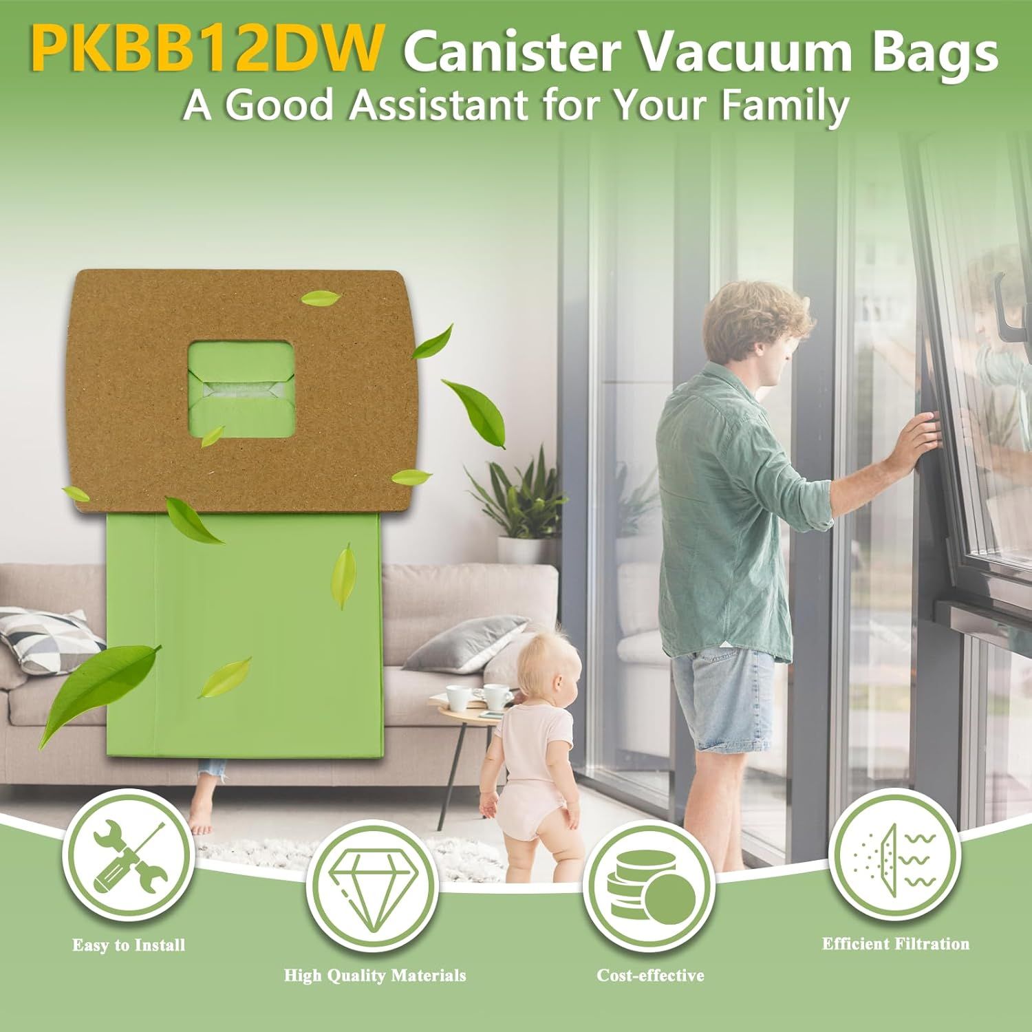 PKBB12DW Type BB Compact Canister Vacuum Bags Replacement or Oreck XL Buster B Canister Handheld Vacuum Cleaner BB180 BB280 BB850 BB870 BB900 BB1000 MV160 โ image 3