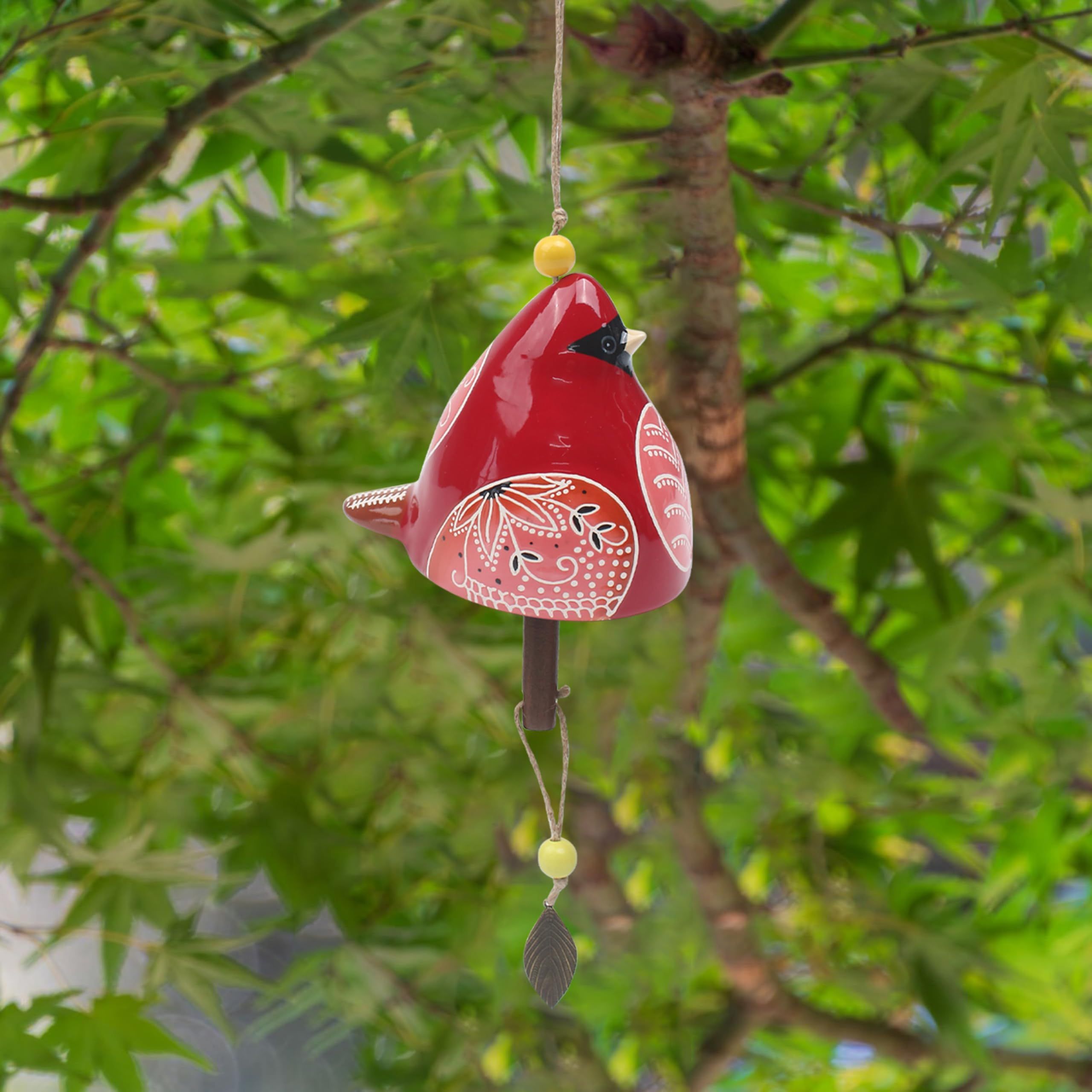 Bird Song Bell Wind Chime, Windchimes for Rustic Music Garden Backyard Church Decoration Porch Outside Outdoor Festival Memorial Gift (Red,12 × 11 × 9cm) — image 2