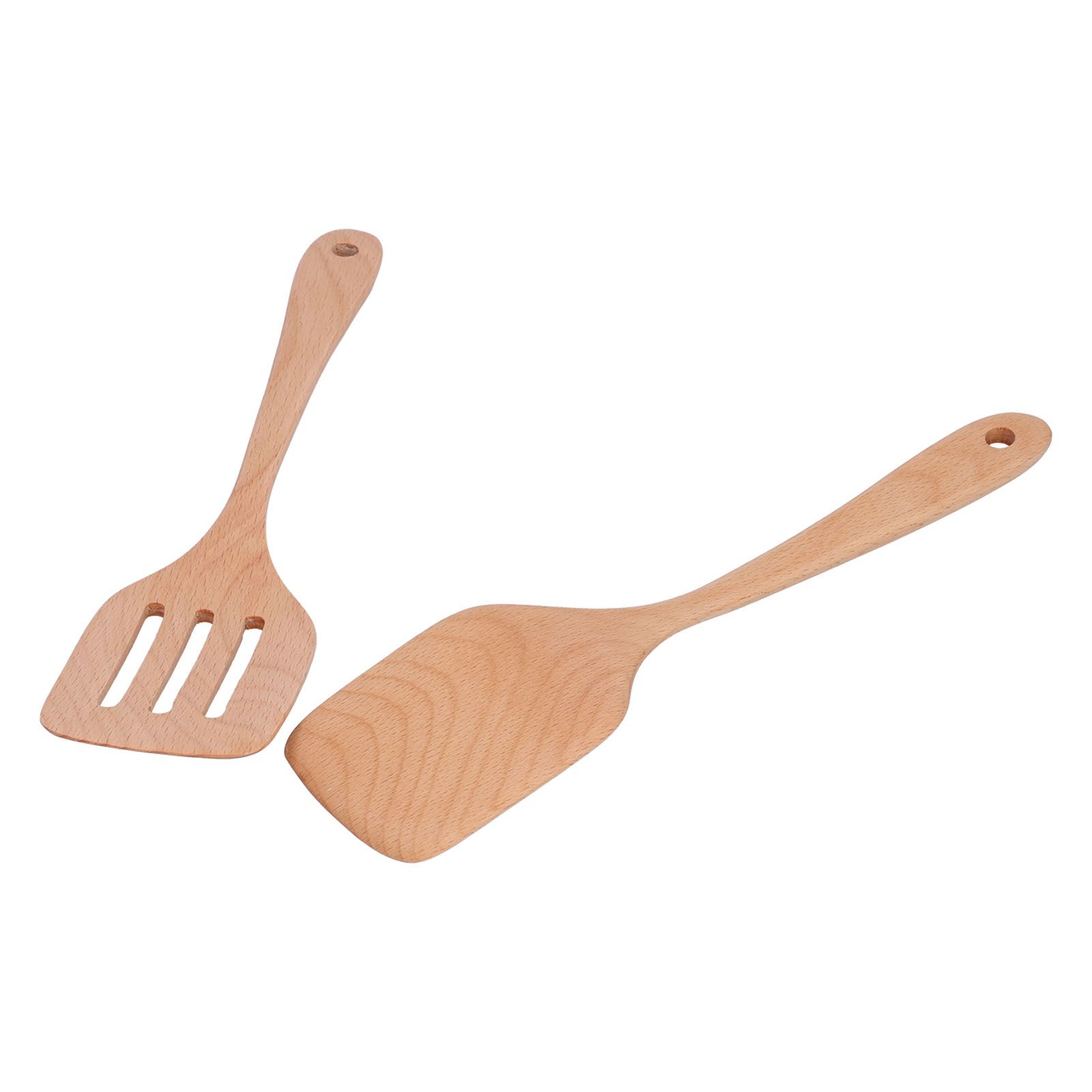 2Pcs Kitchen Turner Spatula Set Wooden Environmentally Friendly High Temperature Resistant Non Stick Kitchen Utensils — image 2