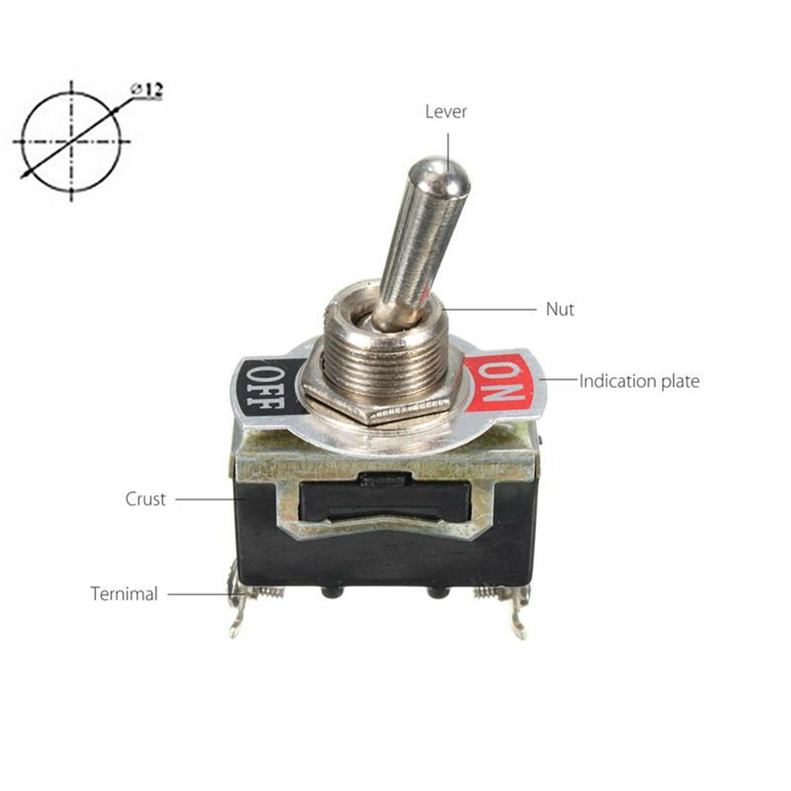 5x Toggle Switch 12V ON OFF Car Flick Dash Light Marine 12 Volt Switches Boat — image 5