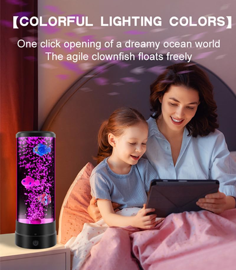 Color-Changing Bubble Fish Lamp – LED Night Light with Remote Control, Realistic Fish & Bubbles, Soft Glow for Bedroom, Kids’ Room, Desk Decor (Black) — image 5