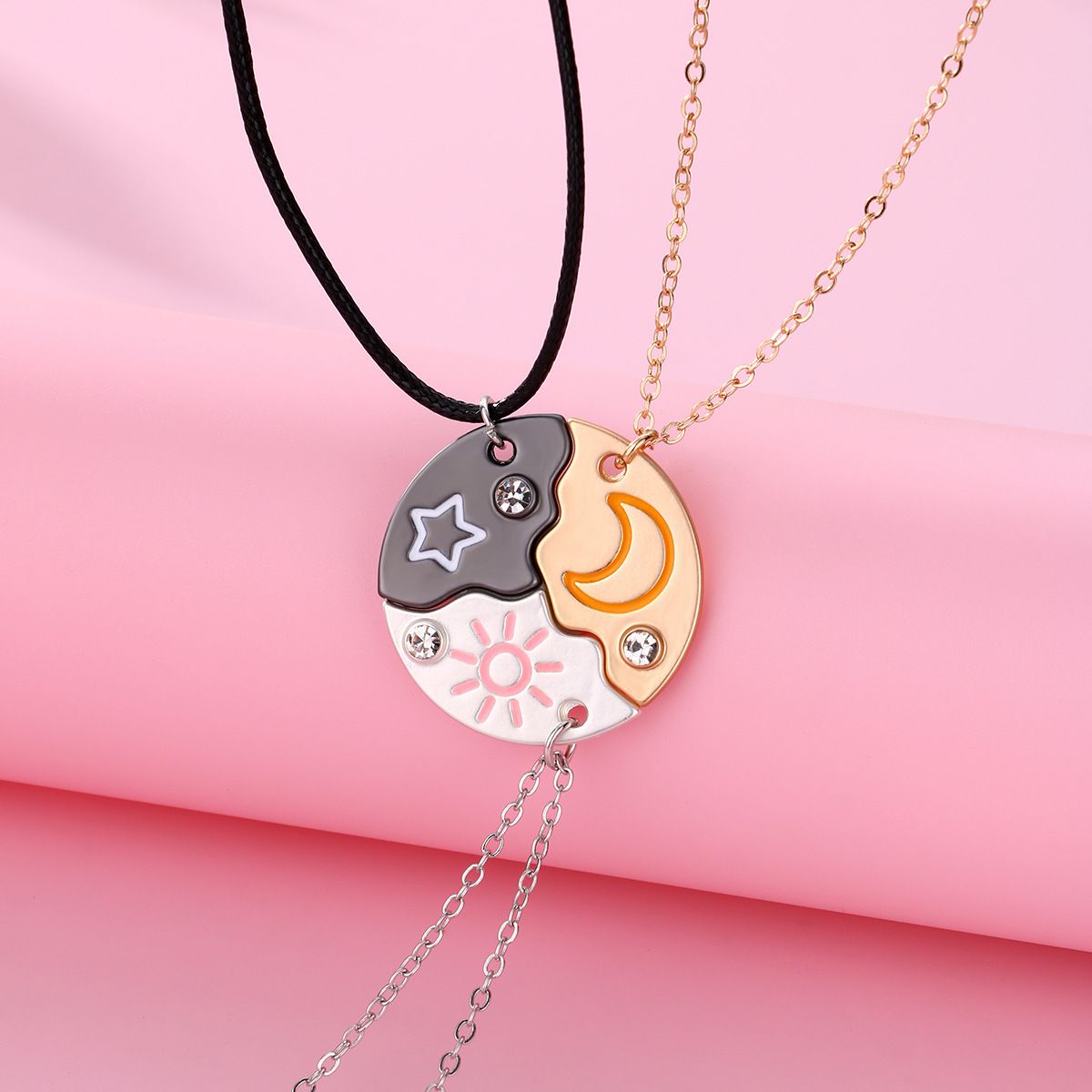 Necklace Heart Necklace for 3 Best Friend Necklaces Sister Friendship Jewelry Each necklace features a sun, moon โ image 4