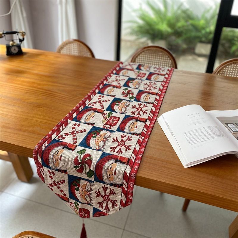 Premium Xmas Table Runner, Long Strip Table Ornament, Home Cabinet Flag Cloth, 33*240cm, Pattern 06