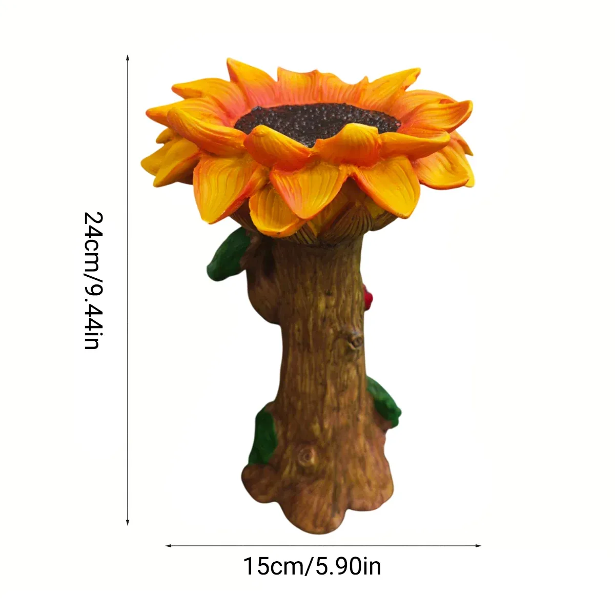 Resin Sunflower Bird Drinker Ornament Outdoor Garden Decoration for Birds to Use — image 3