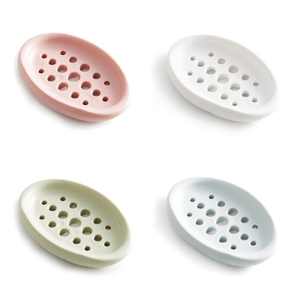 Soap Box Dish Container Travel Bathroom Silica Gel Brush Soap Case Holder Sink Deck Bathtub Shower Dish 4pcs