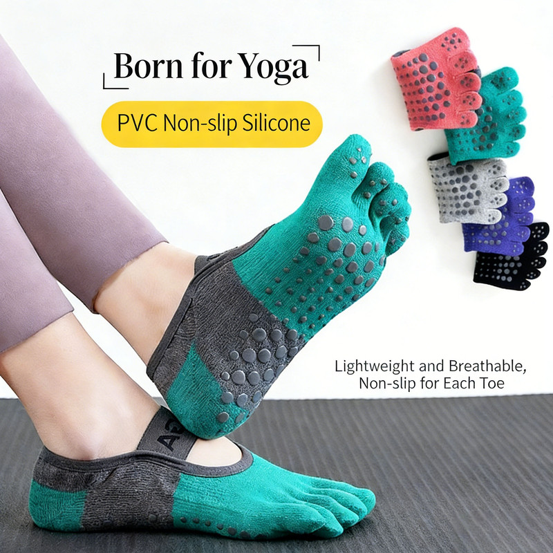 Professional five-toe yoga socks | Full-sole PVC anti-slip particles | Breathable and form-fitting | Multiple colors available | A must-have for โ image 2