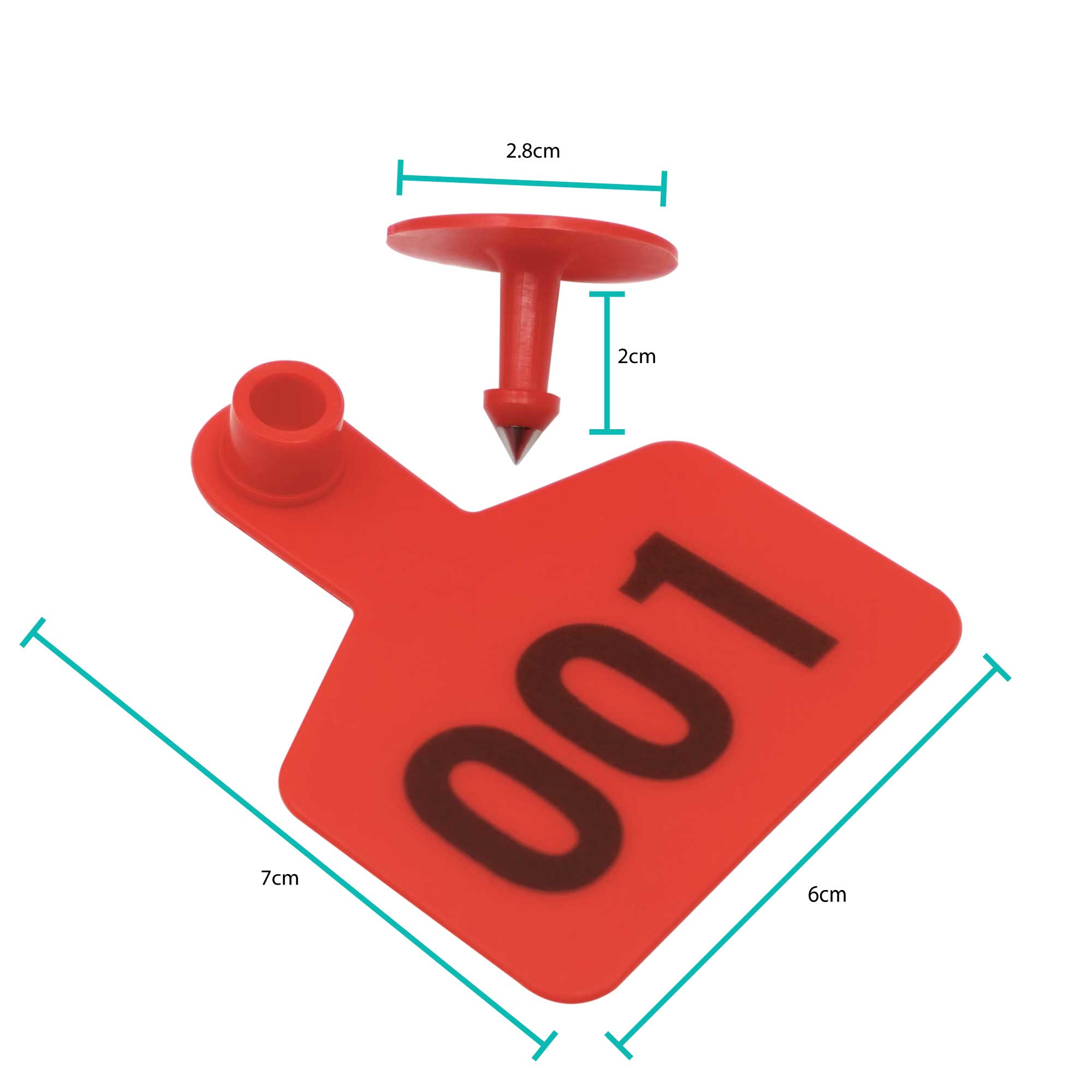 1-100 Cattle Number Ear Tag 6x7cm Set - Medium Red Sheep Livestock Label โ image 2