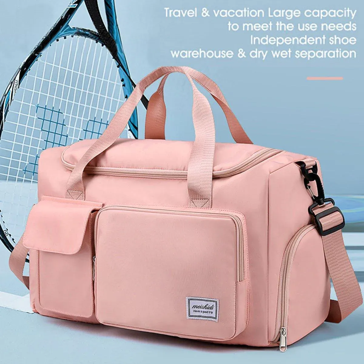 Unisex Waterproof Portable Travel Luggage Carry On Shoulder Hand Duffle Bag - Purple โ image 6