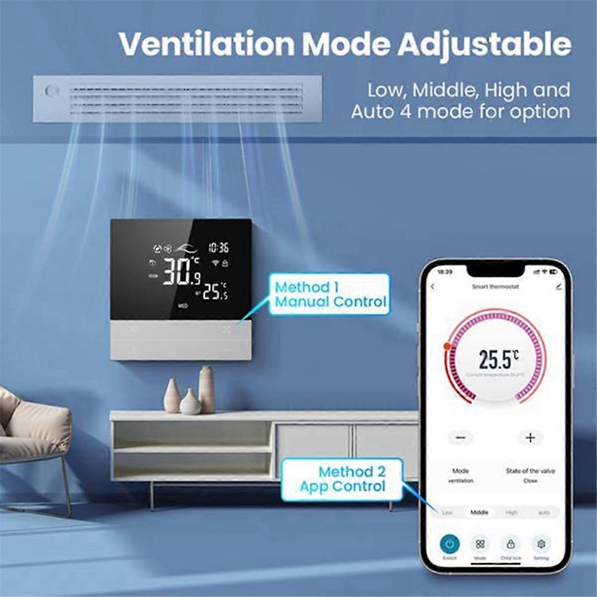WiFi Smart Thermostat 4P Switch Heating Cooling 3-Speed Fan Temperature Controller โ image 5