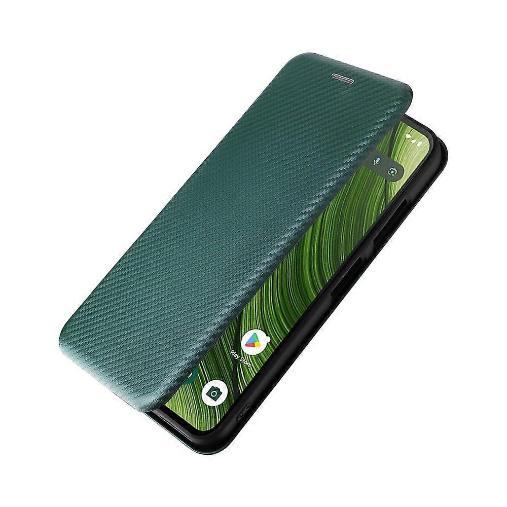 Compatible Case for Fairphone 6 with Carbon Fiber Texture, Drop-proof PU Leather Phone Cover Green — image 5