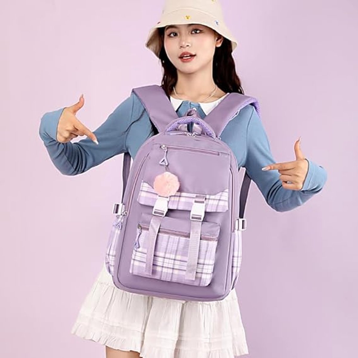 Girls School Student School Bag Outdoor Backpack - Youth school bag - Backpack - Pink - Luxury Backpack - Laptop bag - School bag - Backpack - Rucksack - Large — image 5