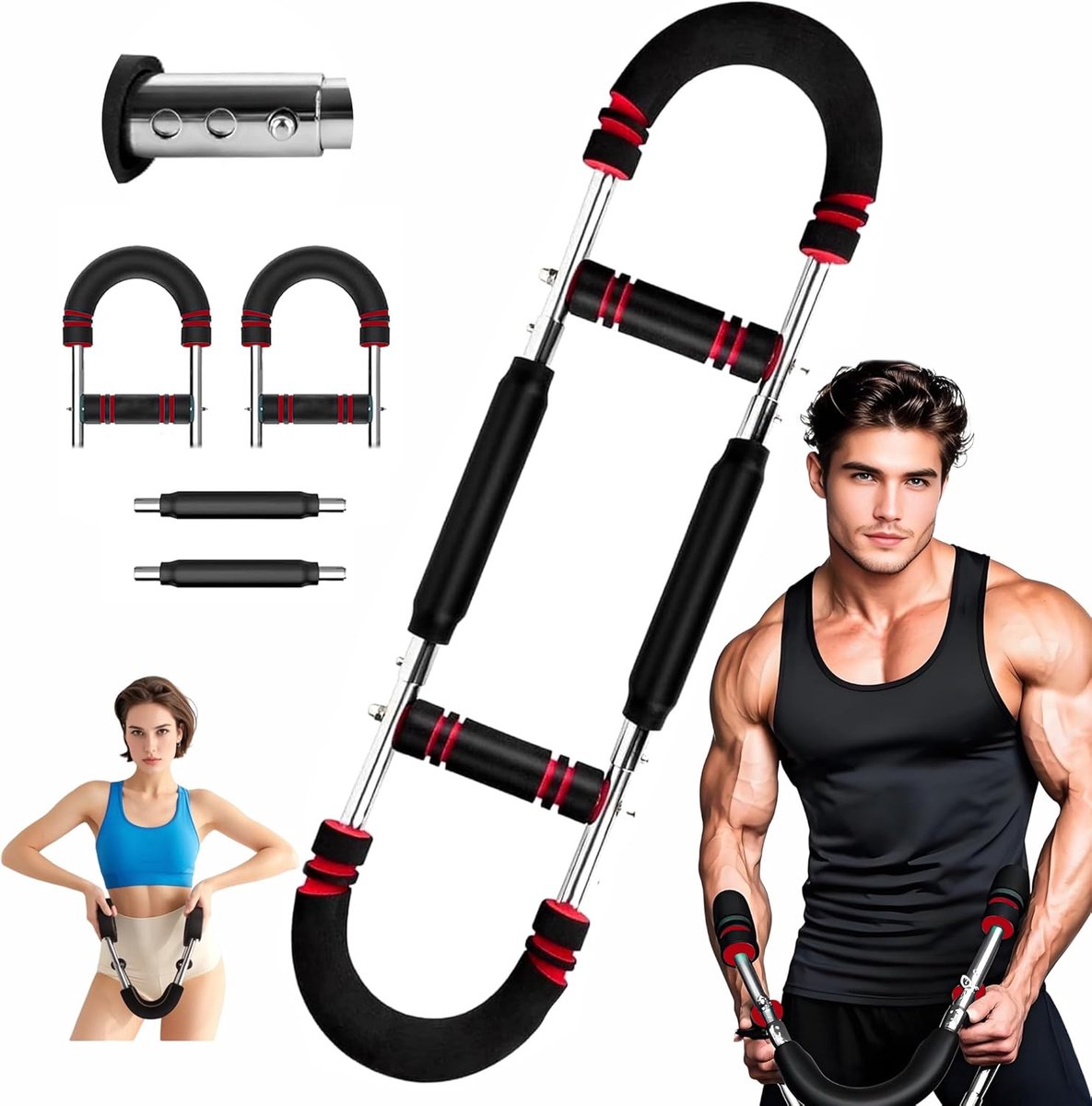 Arm Trainer - U-Shaped Twister - Adjustable Chest Enlarger with 3 Resistance Levels - Detachable Fitness Chest Enlarger - Portable Arm, Chest, and Shoulder