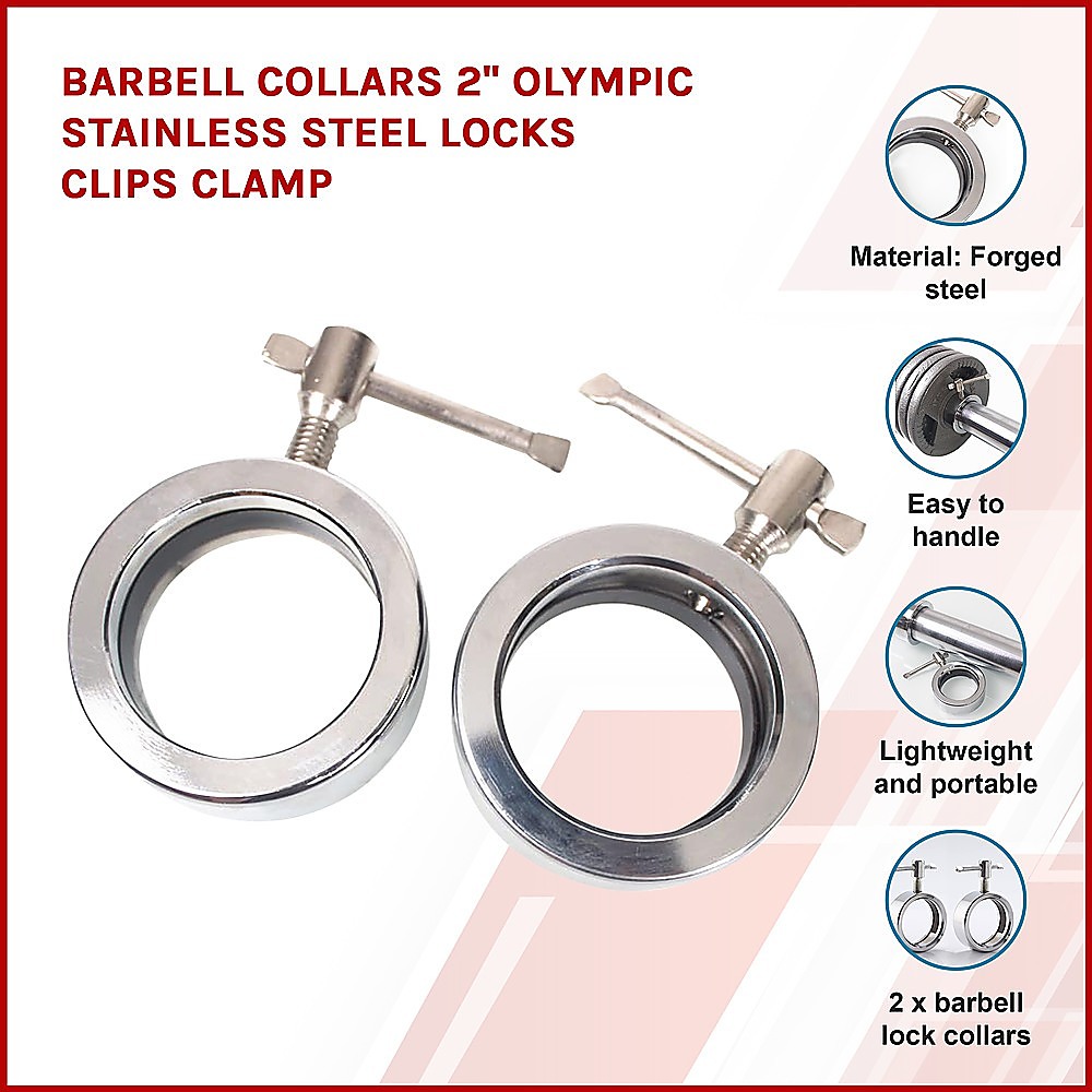Barbell Collars 2" Olympic Stainless Steel Locks Clips Clamp โ image 3