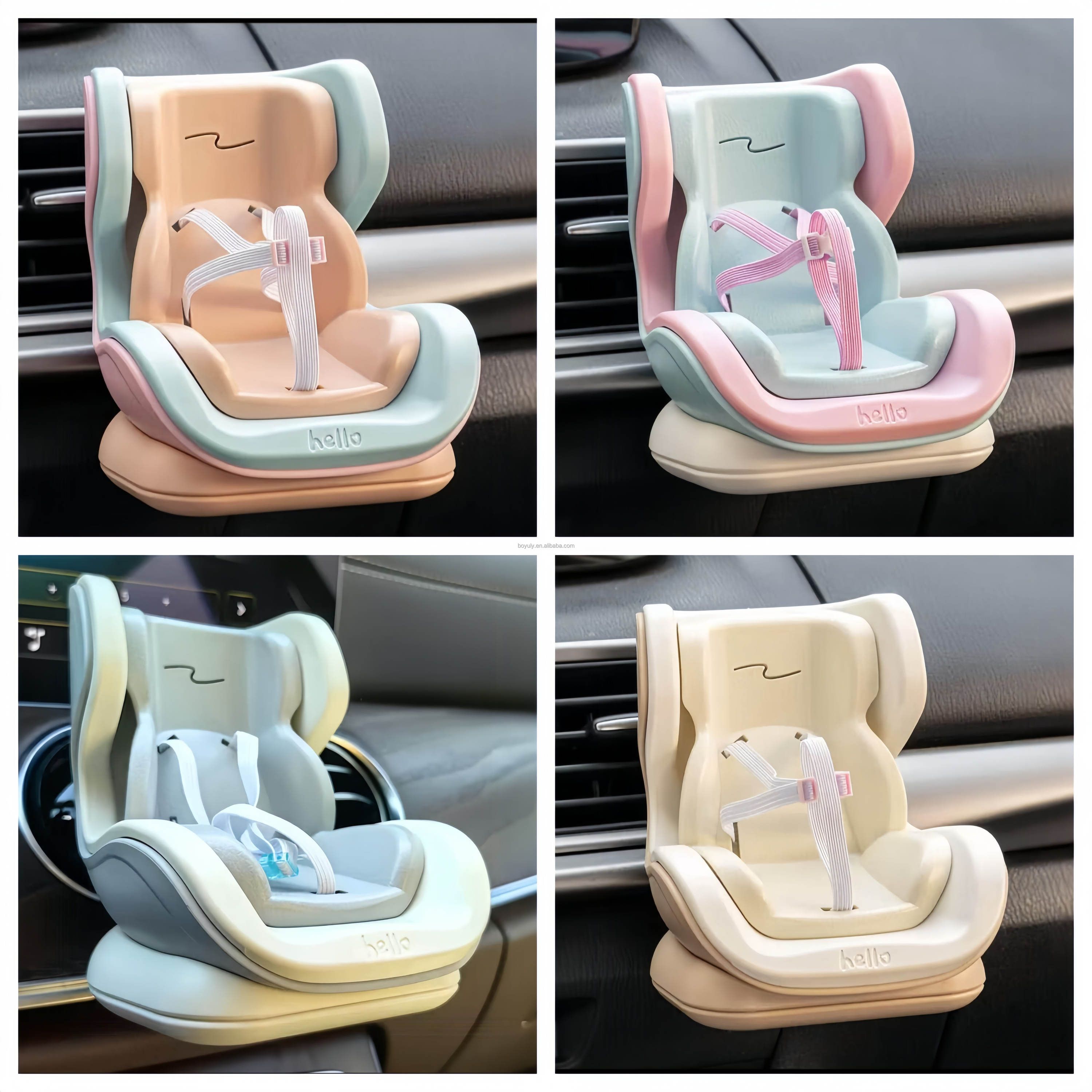 Brown Mini Doll Safety Seat with Magnetic Base, Car Dashboard Plush Toy Holder Decoration โ image 3