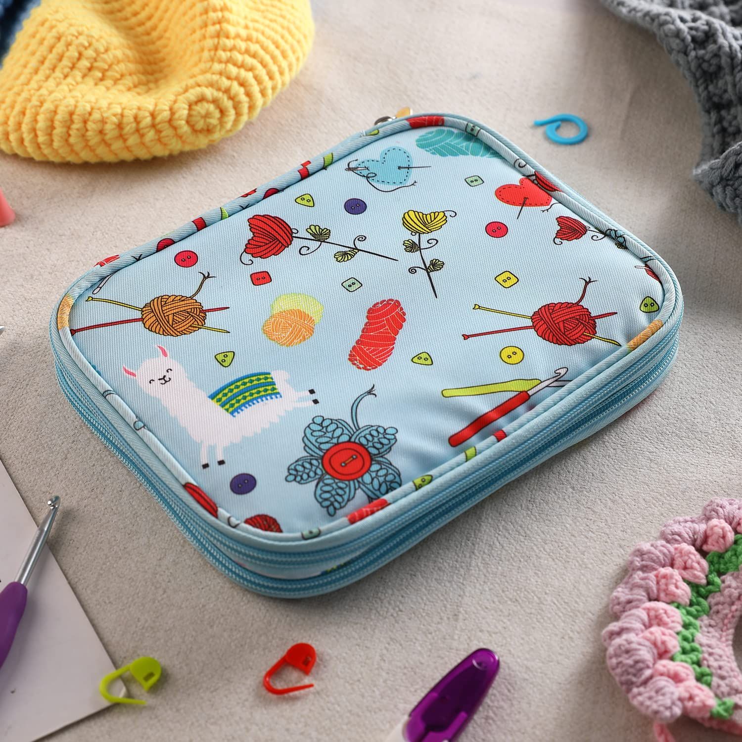 Knitting Needle Case, Portable Crochet Needle Case, Travel Organizer Storage Bag for Knitting Needles and Accessories (Bag Only) — image 3