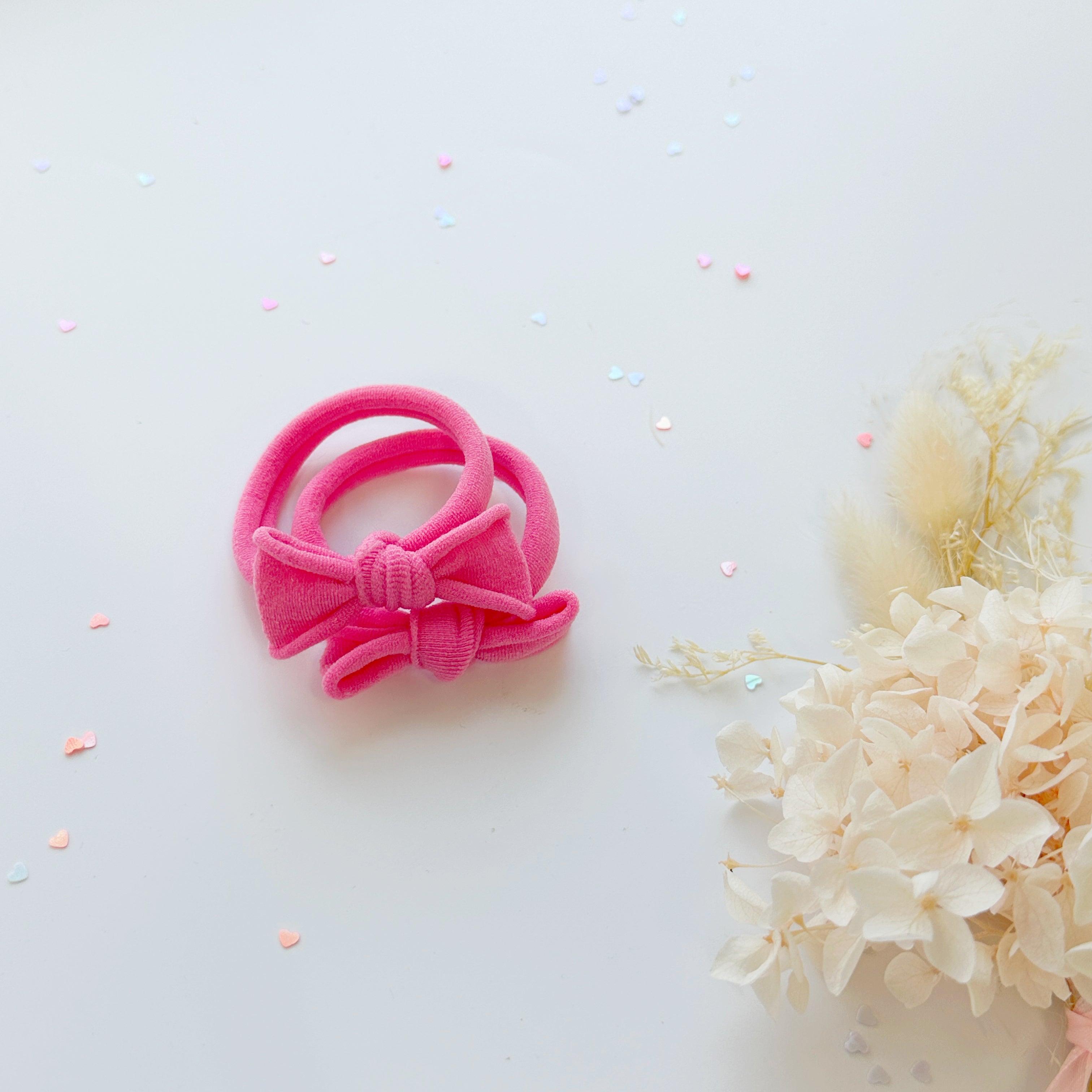 Handmade Simple Bow metal free hair ties - Candy - 1 Pairs - Pastel Yellow — image 2