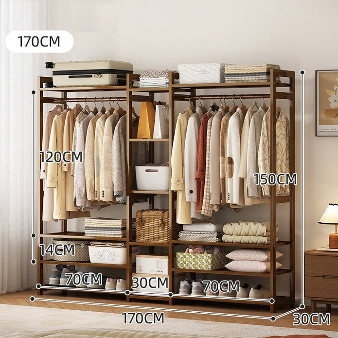 Bamboo Clothes Rack Garment Closet Storage Organizer Hanging Rail Shelf Dress room 170cm — image 2