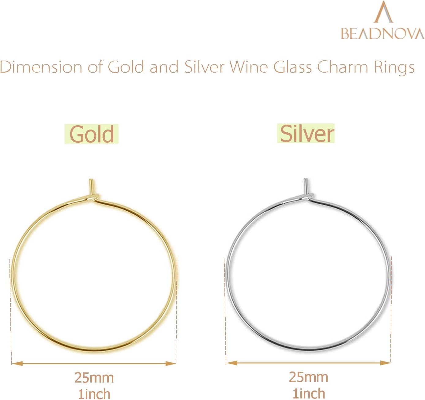 Wine Glass Charm Rings 120pcs Gold and Silver Plated 25mm Beading Charm Rings Wine Glass Marker for Birthday Party Wedding Festival Favor — image 2