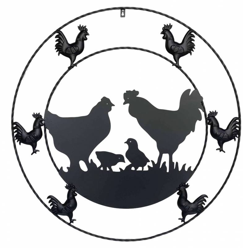 Metal Chicken Wall Art 79x79cm