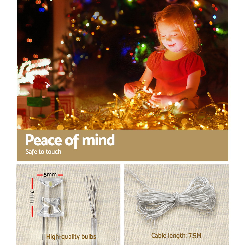 12.5M Christmas Lights Solar Icicle String Light Warm White Jingle Jollys — image 5