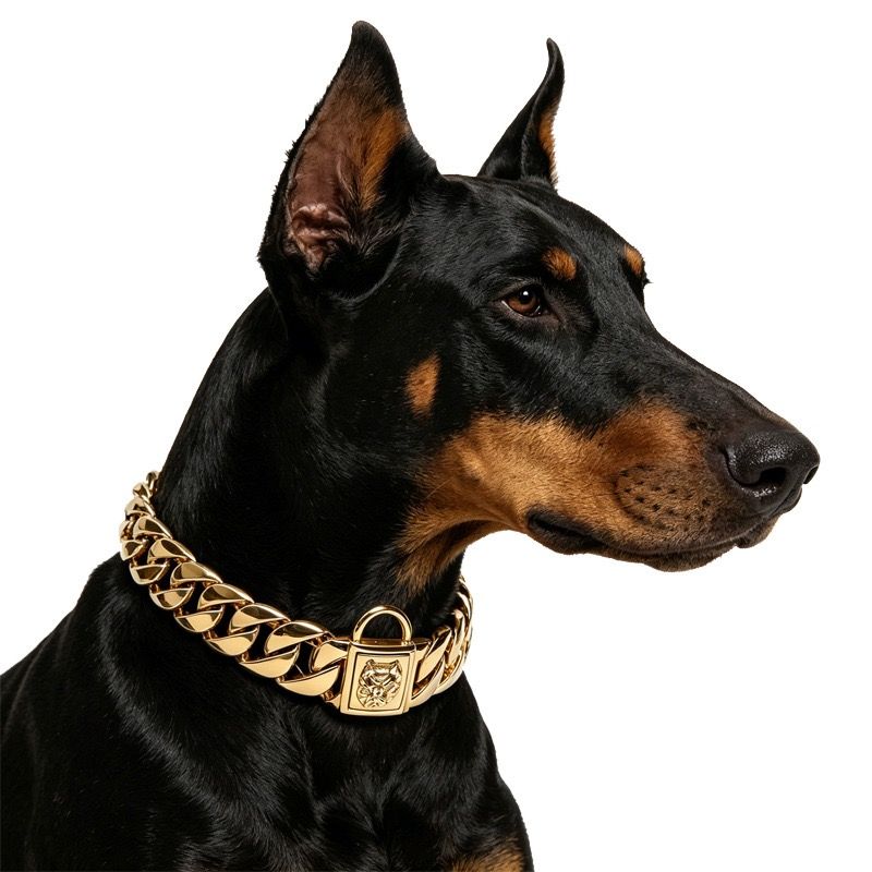 Premium Stainless Steel Cuban Link Dog Collar with Dog Head Buckle – Stylish, Durable, and Comfortable for Large Breeds, Perfect for Daily Walks and — image 5