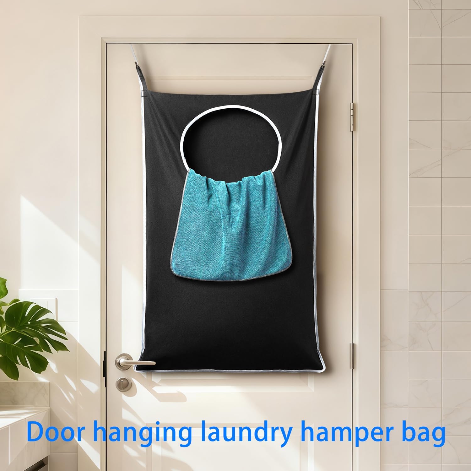 2 Pack XL Hanging Laundry Hamper, Extra Large Tear-Resistant Door Organizer with 2 Hook Types, Space-Saving Laundry Bag (36.5" x 22", Black) — image 6