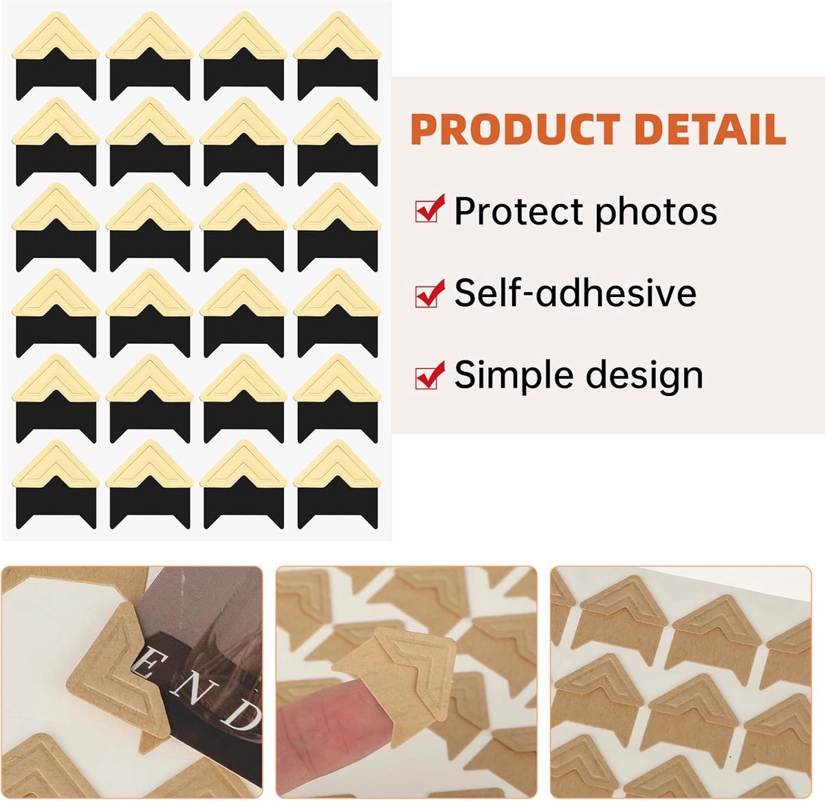 432 pieces - photo corners for scrapbooking - photo stickers for albums - photo corner stickers for scrapbook albums - sticker - DIY craft supplies — image 3