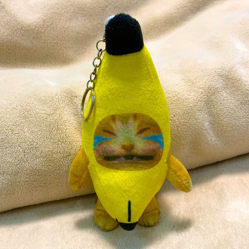 Sound Making Banana Cat Keychain Happy Funny Crying Banana Cat Plush Keychain (Two different expressions) — image 3