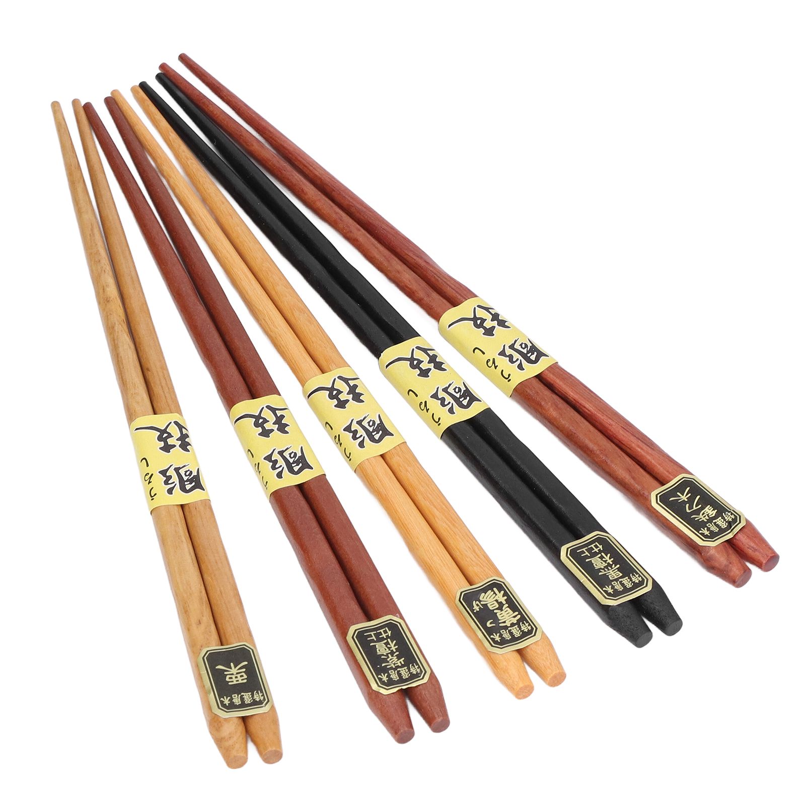 Chopsticks Set 5 Different Colors Natural Wood Antislip Design Feel Comfortable Chopsticks ReusablePointed Chopsticks — image 2