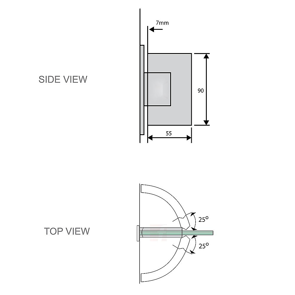 90 Degree Stainless steel Glass Shower Door L-Hinge in Nickel — image 6