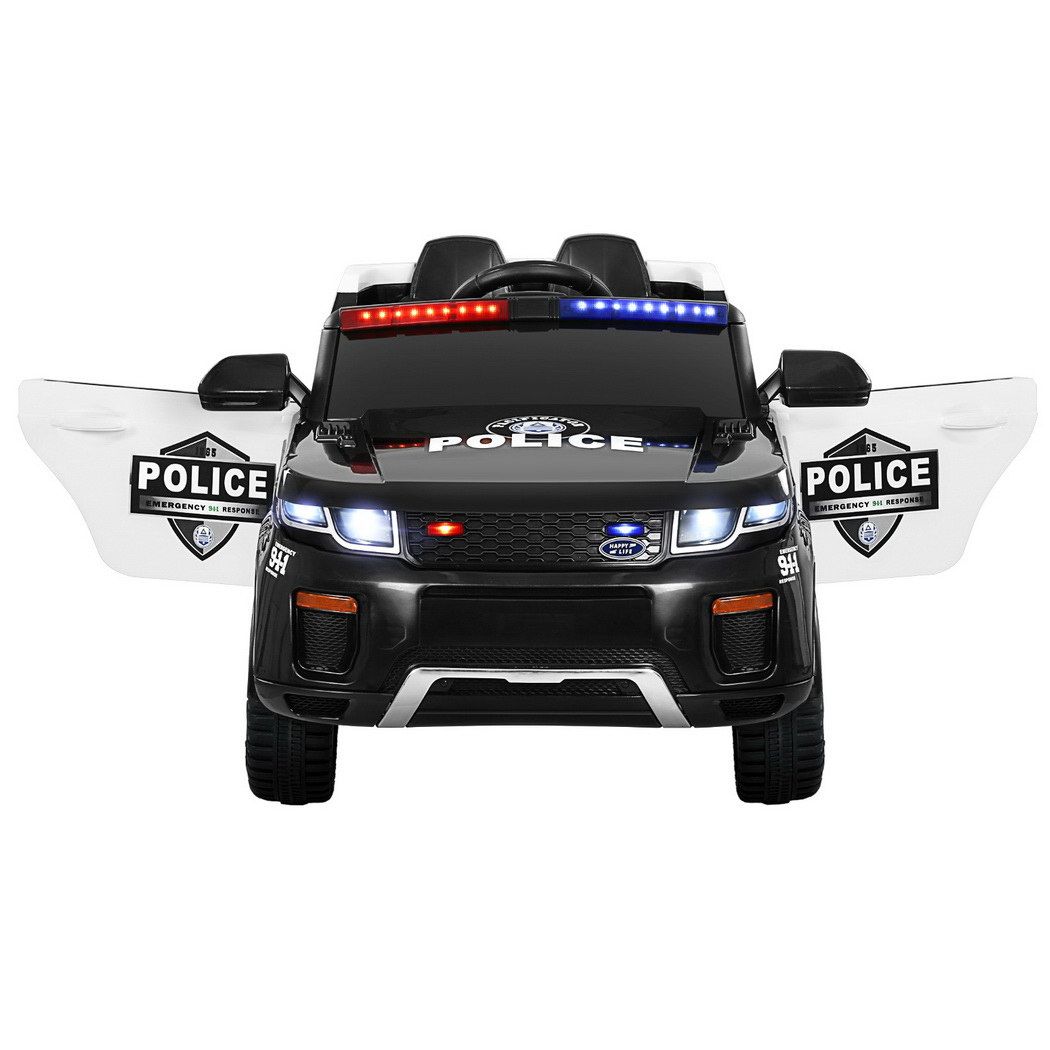 Rigo Kids Electric Ride On Patrol Police Car Horn Music Remote Black โ image 3