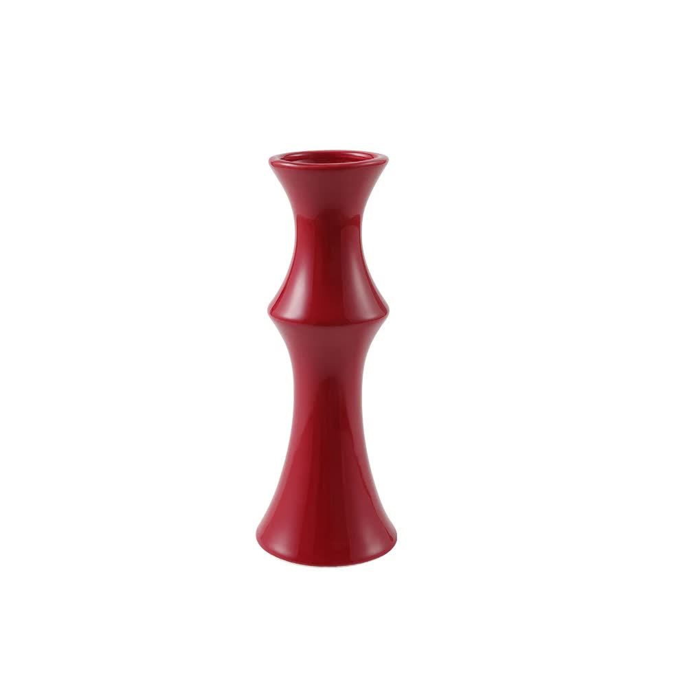 Glossy Red Ceramic Vase - Unique Bamboo-Look Design (20x8x5.5cm) โ image 2
