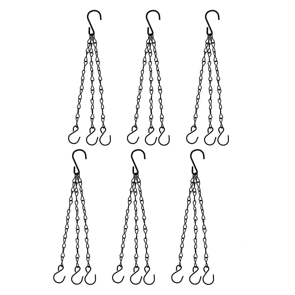 5 Pcs Hanging Chain, Heavy Duty 15.7 Inch Hanging Flower Basket Galvanized Replacement Chain -3Point Garden Plant Hanger (Black)