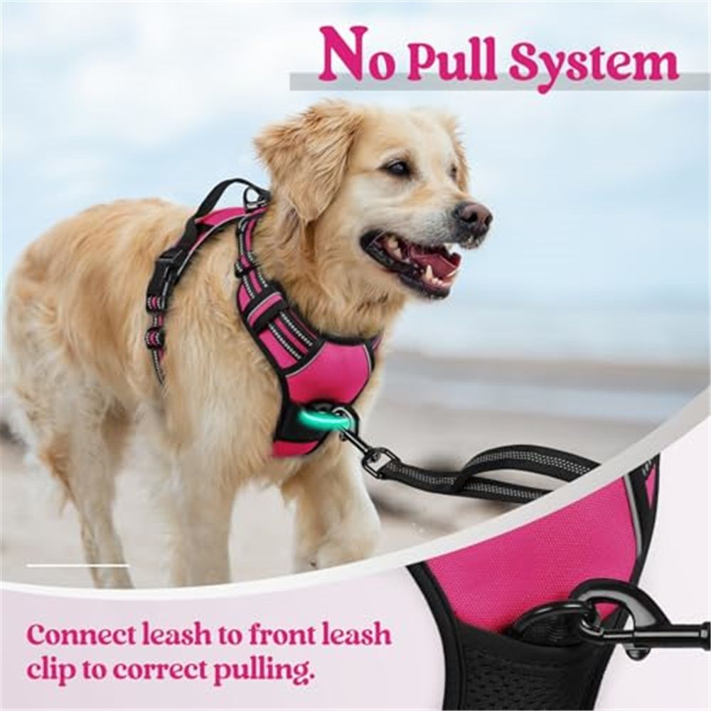 Dog Harness No Pull, Adjustable Soft Padded, Reflective nylon No Choke Pet Vest with Easy Control Handle for Medium Sized Dogs,rose red, M โ image 2