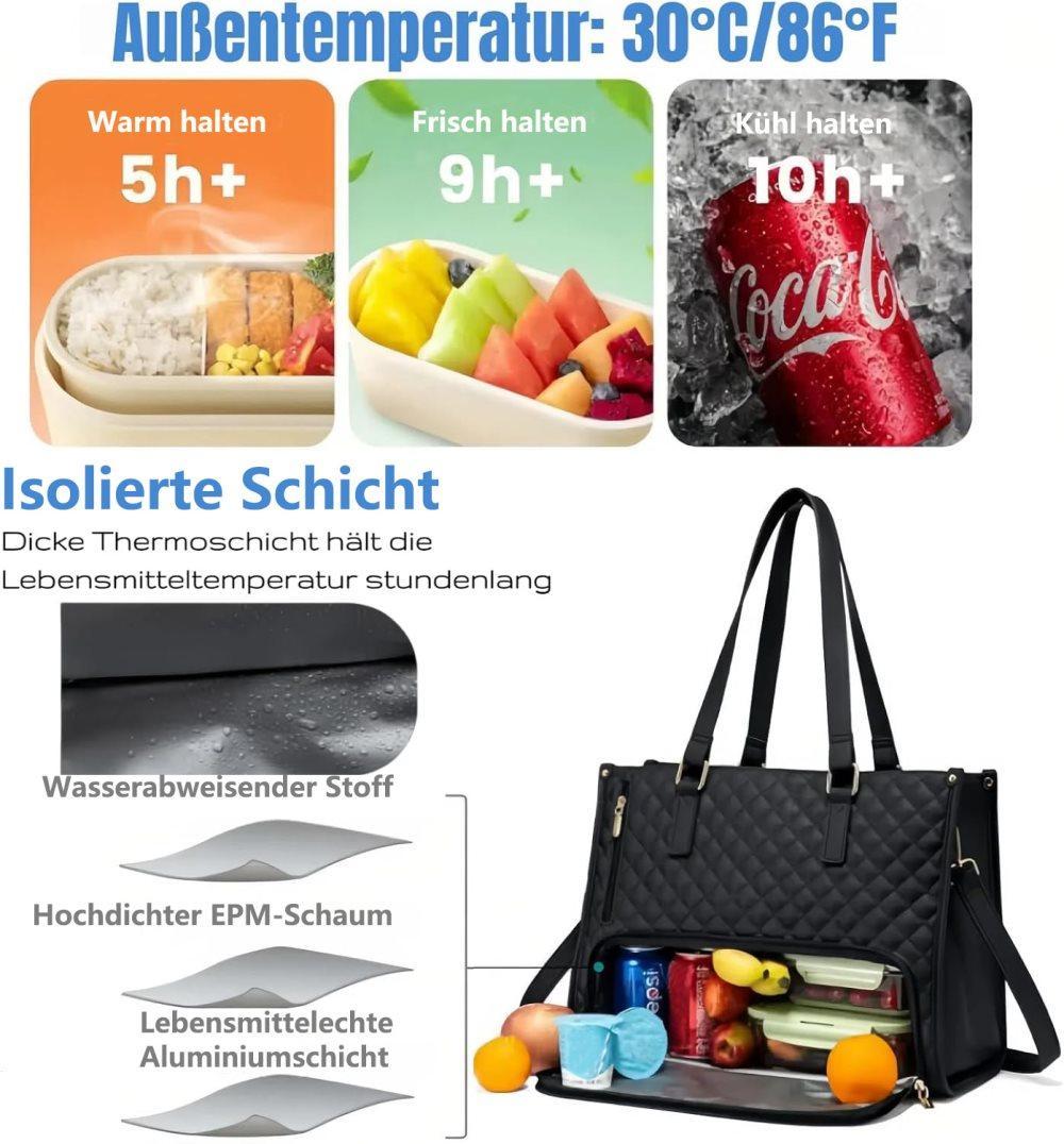 2-in-1 Insulated Leak-Proof Cooler Laptop Handbag and Lunch Bag, 15.6 inch, Light Brown โ image 4