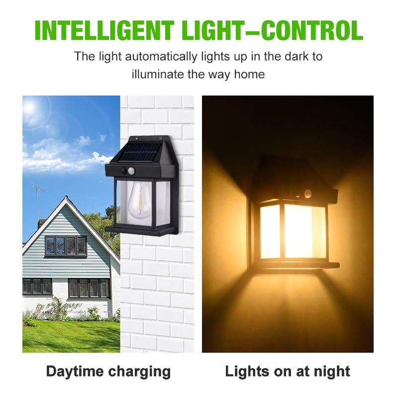 Solar outdoor wall lamp human body induction three mode tungsten wall lamp garden villa courtyard night light — image 3