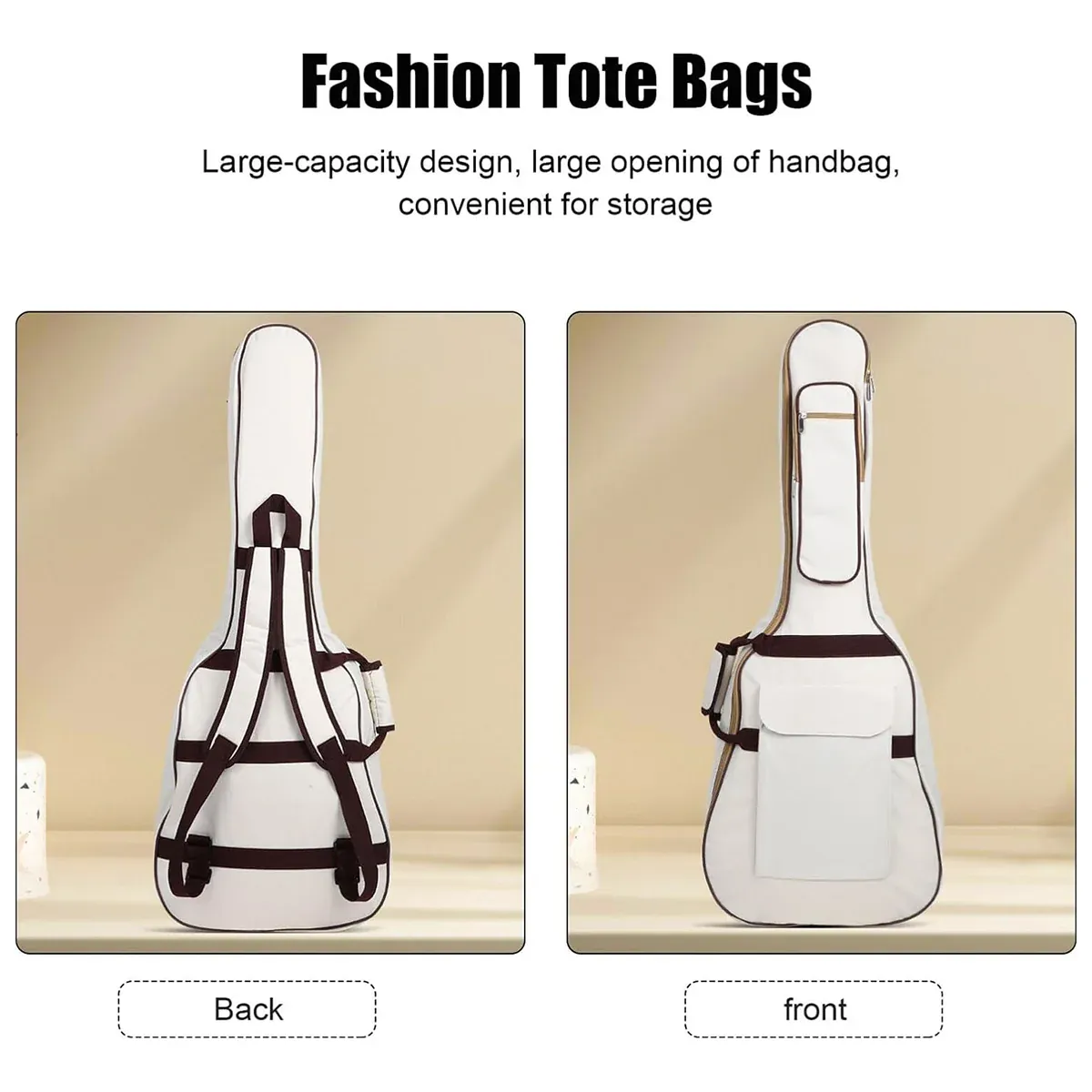 Waterproof Guitar Bag Musical for Guitars Protection Home Travel Gig Practice - Coffee — image 5