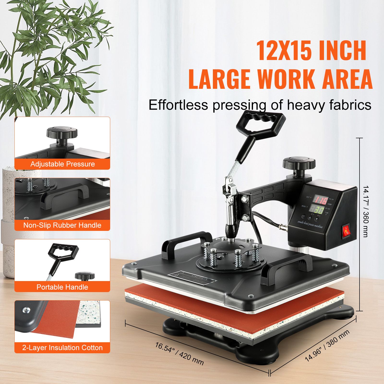 1400W Heat Press Machine 8 In 1 Sublimation Steel Frame Heat Presses with Temperature And Time Control (12X15INCH 8IN1) โ image 4
