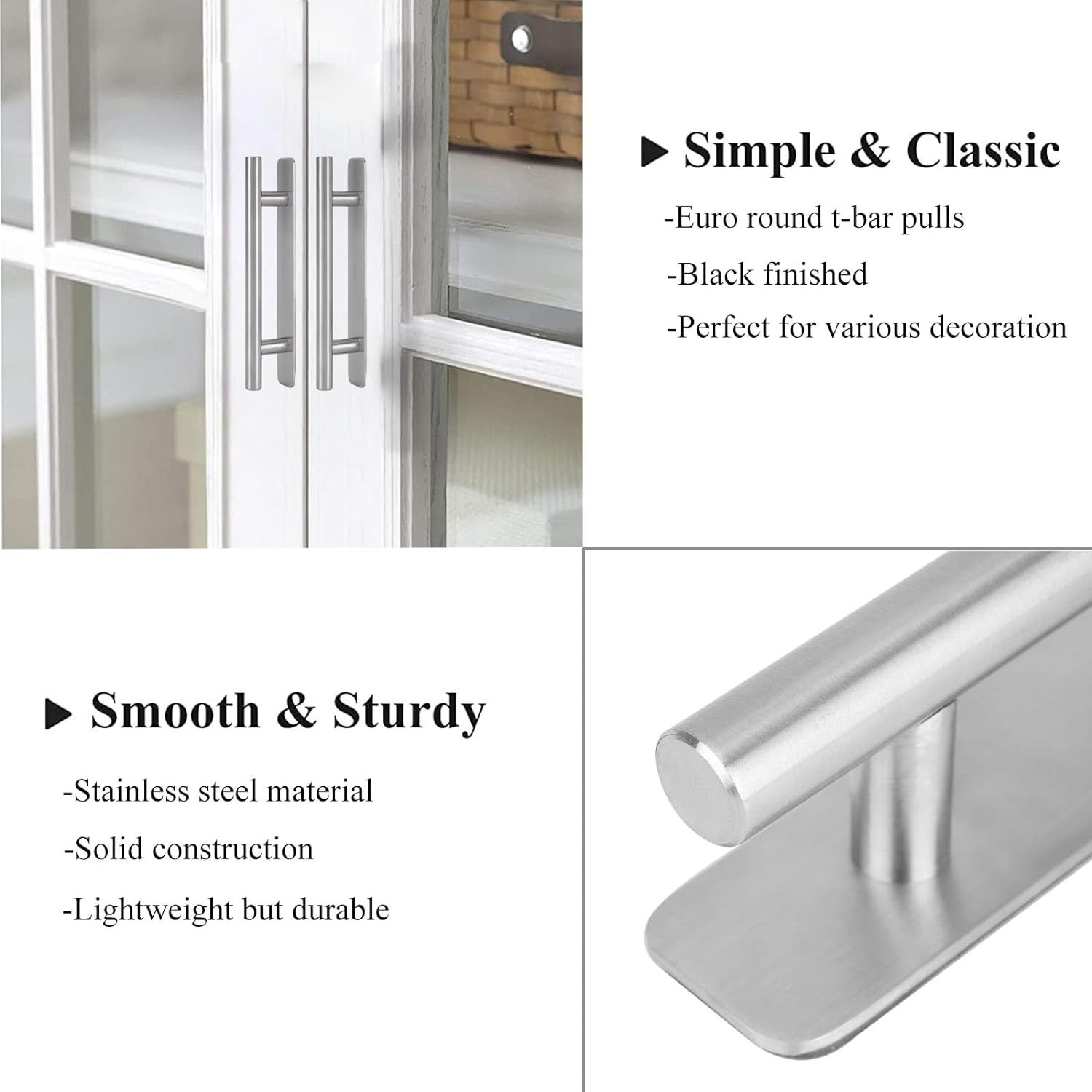 Adhesive Cabinet Stick On Door Handles Handle Adhesive | 2 Pack Brushed Nickel | All Metal Stick On Cabinet Handles — image 3