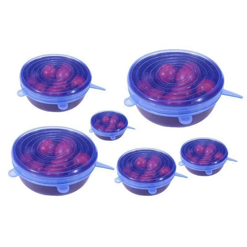 6PCS Stretch Reusable Silicone Food Saver Cover Seal Insta Lids Bowl Wraps - White — image 4