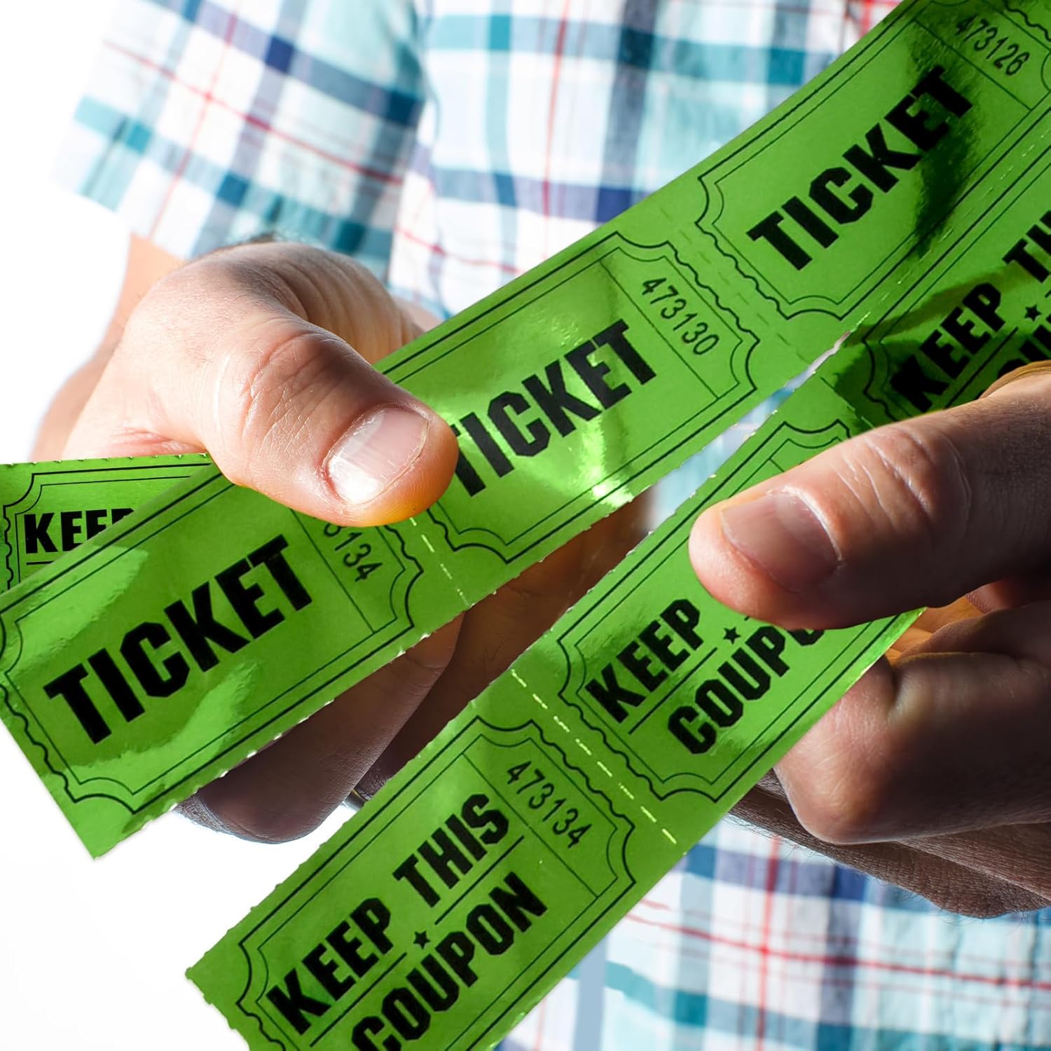 ceiba tree 1000 Raffle Tickets Double Roll Metallic Green Foil Ticket for Events Carnivals Entry Class Reward Prizes Party Supplies โ image 6
