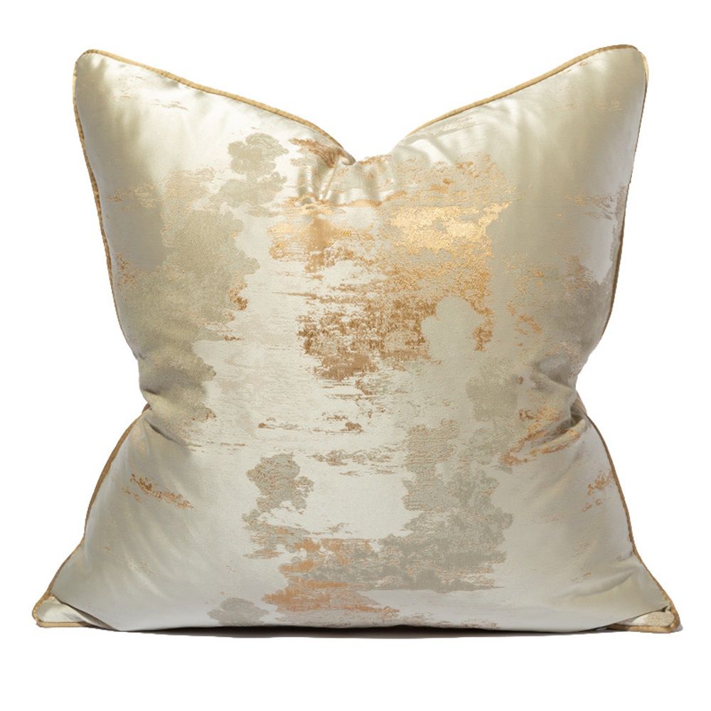 Gold Decorative Luxurious Throw Pillow Covers Jacquard Square Cushion Cases Pillowcase for Bed Sofa Couch Chair Car Home Decor (Champagne,18"x18")